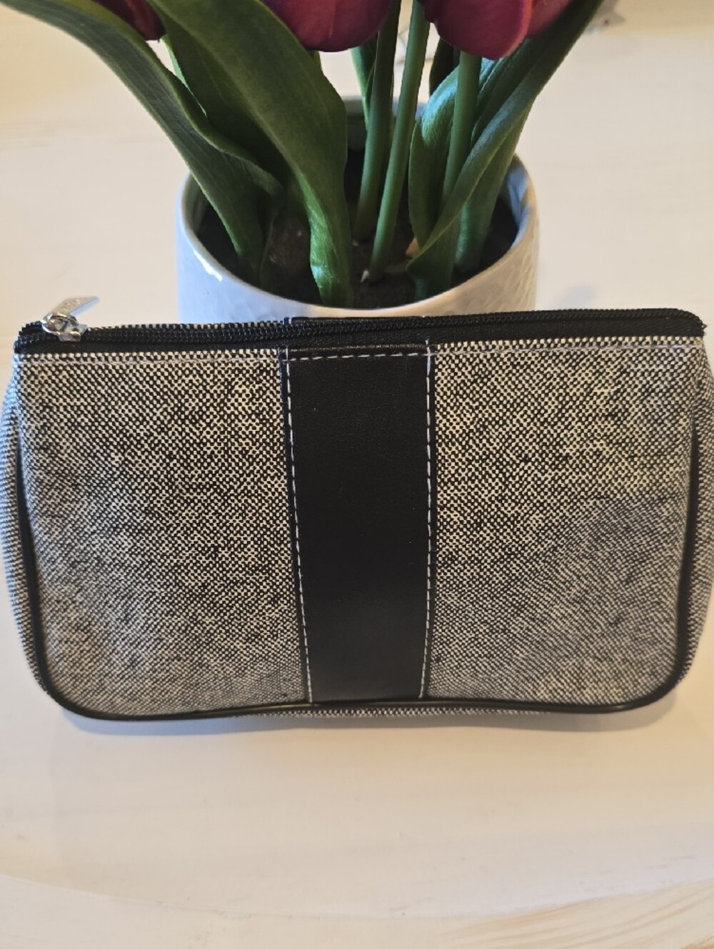 Lancome Gray and Black Cosmetic Pouch